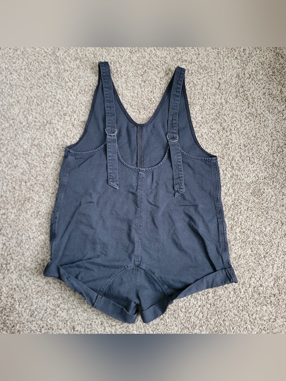 We The Free People High Roller Shortalls Overalls Shorts Black Gray Large - Picture 7 of 9